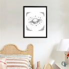 Framed Saturn Galaxy Art Print, Black and White Astronomical Illustration, Perfect Home Decor for Any Room