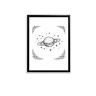 Framed Saturn Galaxy Art Print, Black and White Astronomical Illustration, Perfect Home Decor for Any Room