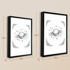 Framed Saturn Galaxy Art Print, Black and White Astronomical Illustration, Perfect Home Decor for Any Room