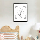 Framed Telescope Star Sky Art Print, Black and White Illustration, Perfect Home Decor for Any Room