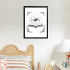 Framed Art Print with Galaxy Book Design, Black and White Illustration, Perfect Home Decor for Any Room