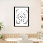 Framed Hands Holding Stars Art Print, Bohemian Style, Black and White Line Drawing, Perfect for Home Decor in Any Room