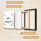 Framed Art Print with Galaxy Book Design, Black and White Illustration, Perfect Home Decor for Any Room