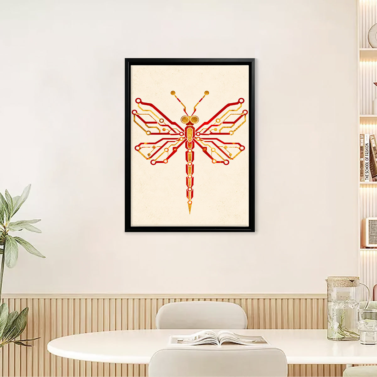 Framed Circuit Board Dragonfly Art Print, Modern Tech-Inspired Design, High-Quality Matte Finish, Perfect for Home or Office in New York