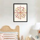 Framed Red and Gold Circuit Pattern Art Print, Modern Abstract Design, High-Quality Matte Finish, Perfect for Home or Office Decor in New York