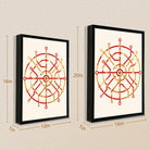 Framed Red and Gold Circuit Pattern Art Print, Modern Abstract Design, High-Quality Matte Finish, Perfect for Home or Office Decor in New York