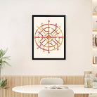 Framed Red and Gold Circuit Pattern Art Print, Modern Abstract Design, High-Quality Matte Finish, Perfect for Home or Office Decor in New York
