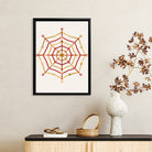 Framed Spiderweb Art Print with Red and Gold Design, Modern Home Decor, High-Quality Matte Finish