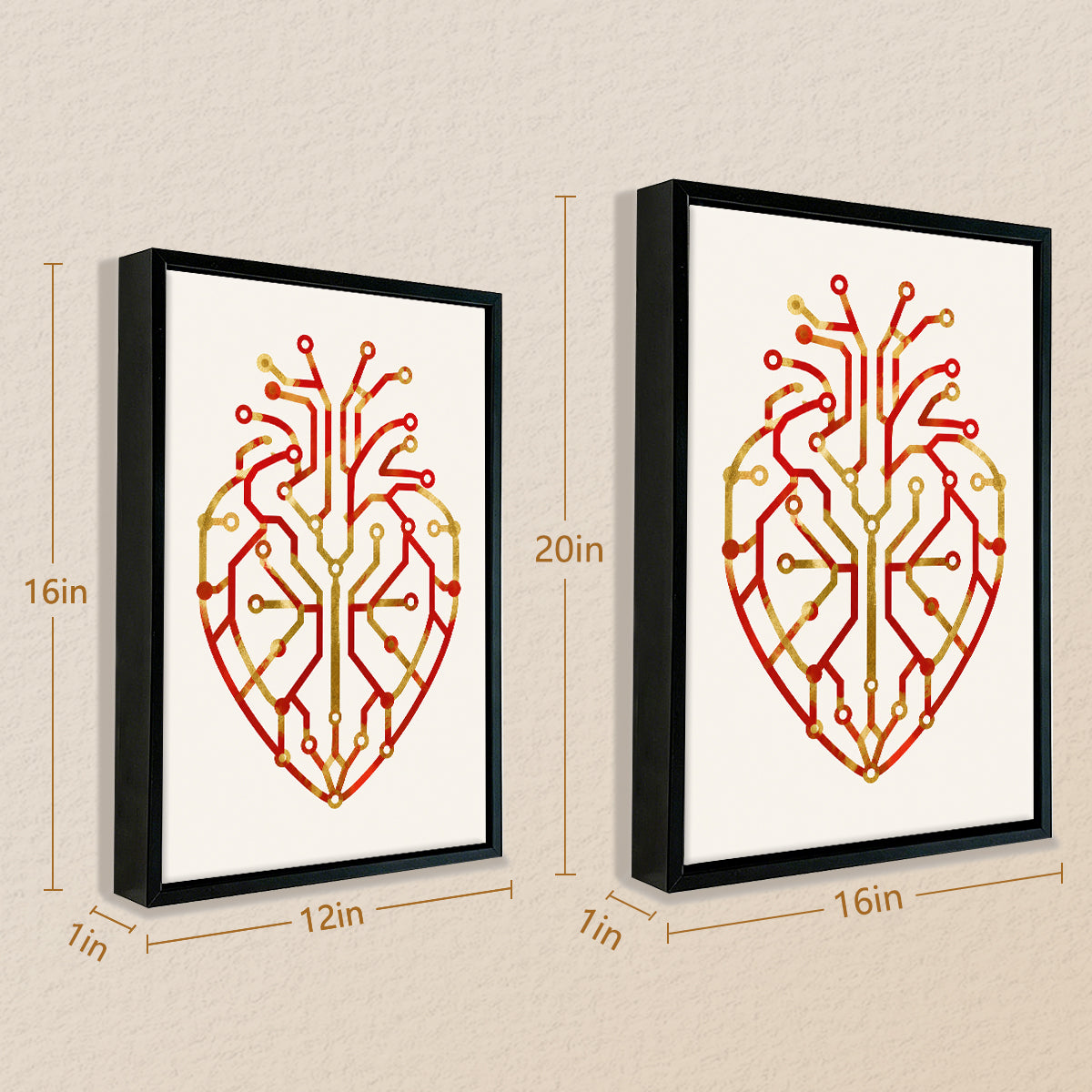 Framed Circuit Heart Art Print, Modern Tech-Inspired Design, High-Quality Matte Finish, Perfect for Home or Office Decor in New York