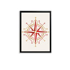 Framed Red and Gold Compass Rose Art Print, Modern Nautical Design, High-Quality Matte Finish, Perfect for Home Decor in California