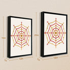 Framed Spiderweb Art Print with Red and Gold Design, Modern Home Decor, High-Quality Matte Finish