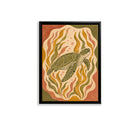 Framed Sea Turtle Art Print, Ocean Wave Style, High-Quality Giclee on Canvas, Perfect for Home Decor in California