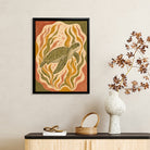 Framed Sea Turtle Art Print, Ocean Wave Style, High-Quality Giclee on Canvas, Perfect for Home Decor in California