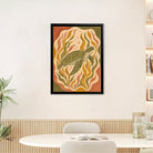 Framed Sea Turtle Art Print, Ocean Wave Style, High-Quality Giclee on Canvas, Perfect for Home Decor in California