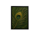 Framed Peacock Feather Art Print, Vibrant Green & Gold Design, Perfect Home Decor for Living Room or Hallway