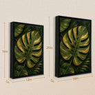 Framed Monstera Leaf Art Print, Tropical Green and Gold Design, Perfect Home Decor for Living Room or Staircase