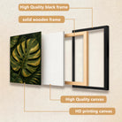 Framed Monstera Leaf Art Print, Tropical Green and Gold Design, Perfect Home Decor for Living Room or Staircase