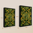 Abstract Green & Gold Geometric Pattern Framed Art Print, Modern Home Decor, High-Quality Matte Finish, Perfect for Living Room or Office