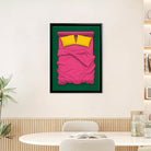 Framed Pop Art Bed Illustration Print, Vibrant Pink and Green Design, Perfect Home Decor for Any Room