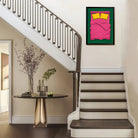 Framed Pop Art Bed Illustration Print, Vibrant Pink and Green Design, Perfect Home Decor for Any Room