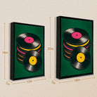 Framed Vinyl Records Art Print, Retro Pop-Art Style, High-Quality Poster for Music Lovers, Perfect Home Decor or Gift