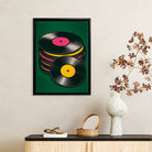 Framed Vinyl Records Art Print, Retro Pop-Art Style, High-Quality Poster for Music Lovers, Perfect Home Decor or Gift
