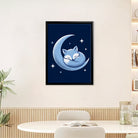 Framed Moon Fox Art Print, Blue Night Sky Design, Perfect Home Decor for Any Room