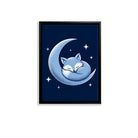 Framed Moon Fox Art Print, Blue Night Sky Design, Perfect Home Decor for Any Room