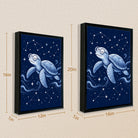 Framed Sea Turtle Constellation Art Print, Blue Ocean Style, High-Quality Canvas for Home Decor