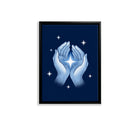 Framed Hands Holding Star Art Print, Blue Fantasy Style, High-Quality Matte Finish, Perfect Home Decor for Any Room
