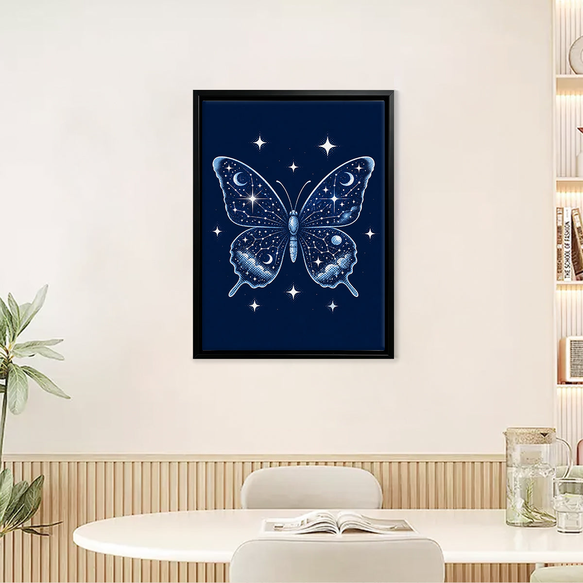Framed Night Sky Butterfly Art Print, Celestial Design, High-Quality Matte Finish, Perfect for Home Decor in Any Room
