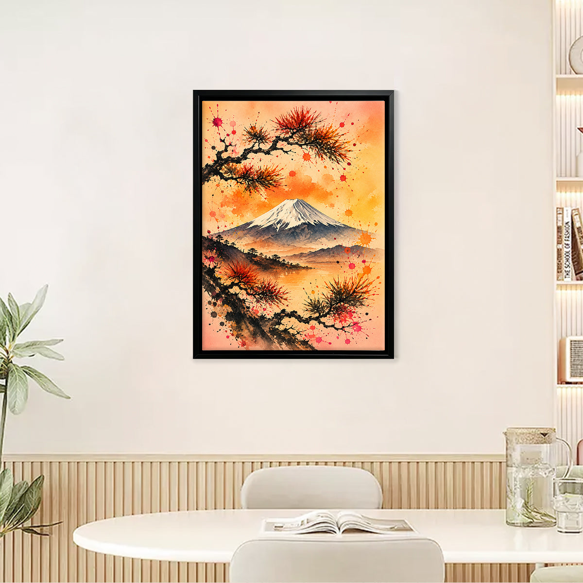 Framed Mount Fuji Watercolor Art Print, Japanese Style Landscape, Perfect for Home Decor or Gift