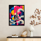 Framed Eiffel Tower Wave Art Print, Modern Abstract Design, High-Quality Matte Finish, Perfect Home Decor for Any Room