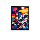 Framed Lighthouse Waves Art Print, Vibrant Abstract Design, High-Quality Matte Finish, Perfect for Home or Office Decor