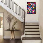 Framed Koi Fish Art Print with Vibrant Geometric Design, Perfect for Home Decor in Any Room