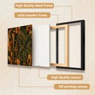 Framed Art Print Featuring Trumpet and Tropical Leaves in Retro Style, Perfect for Home Decor