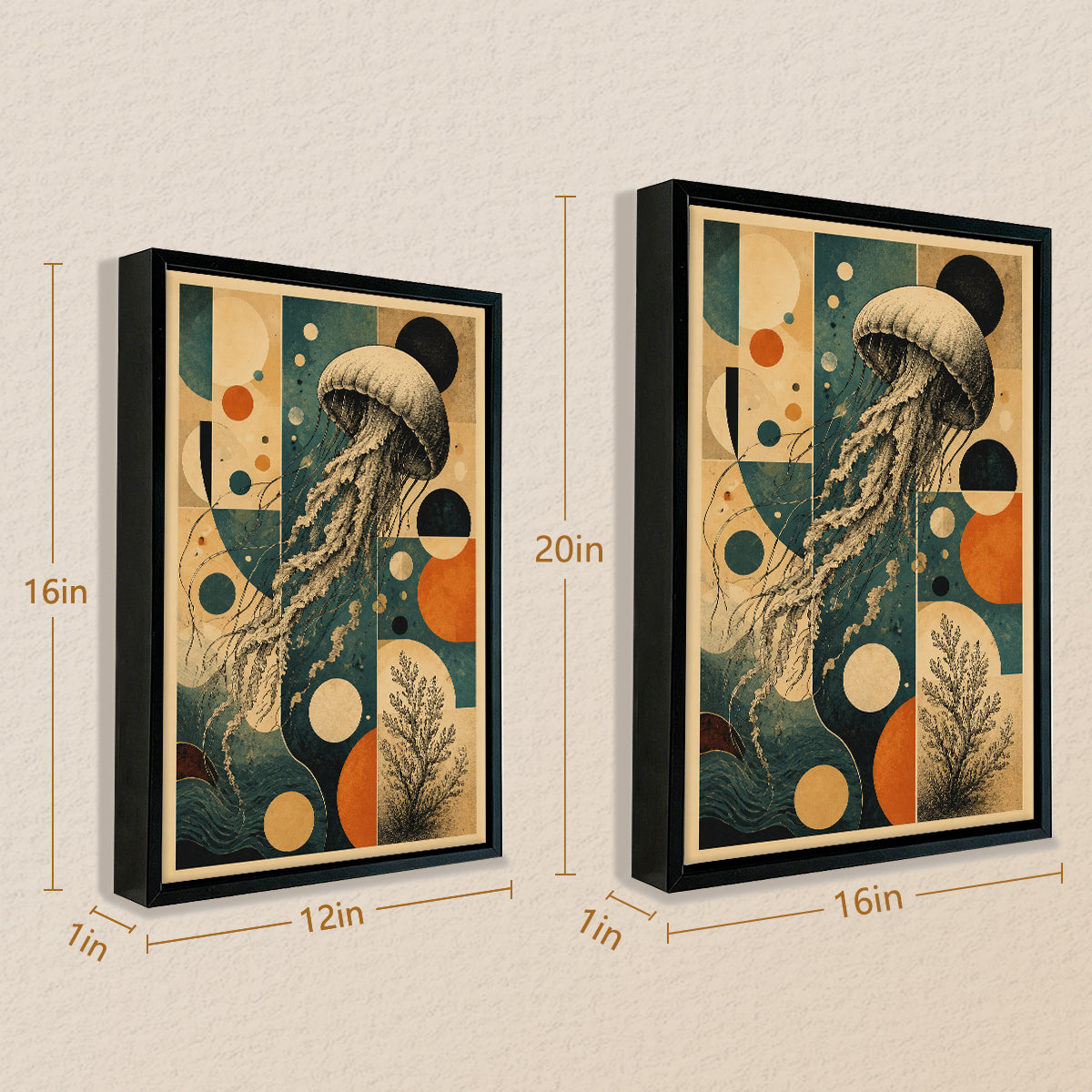 Framed Jellyfish Art Print, Vintage Style, High-Quality Poster for Home Decor, Perfect Gift for Any Occasion