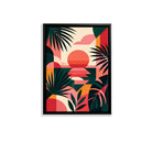 Framed Tropical Sunset Art Print, Modern Abstract Design, High-Quality Matte Finish, Perfect for Home Decor in California