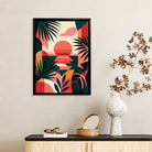 Framed Tropical Sunset Art Print, Modern Abstract Design, High-Quality Matte Finish, Perfect for Home Decor in California
