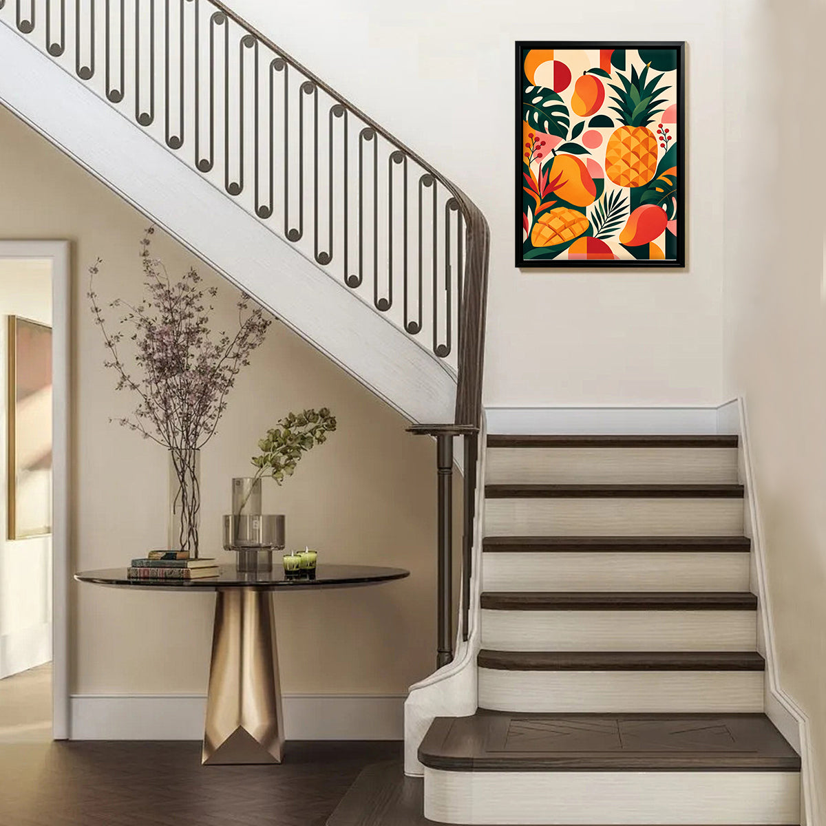Framed Tropical Fruit Art Print, Vibrant Modern Design, Perfect Home Decor for Any Room