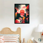 Framed Tropical Sunset Art Print, Modern Abstract Design, High-Quality Matte Finish, Perfect for Home Decor in California