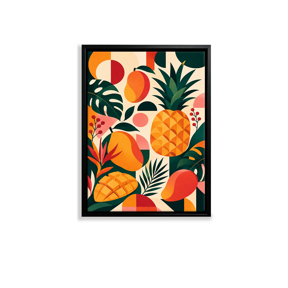 Framed Tropical Fruit Art Print, Vibrant Modern Design, Perfect Home Decor for Any Room