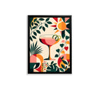 Framed Art Print with Tropical Cocktail Design, Retro Style, High-Quality Matte Finish, Perfect for Home Decor in California