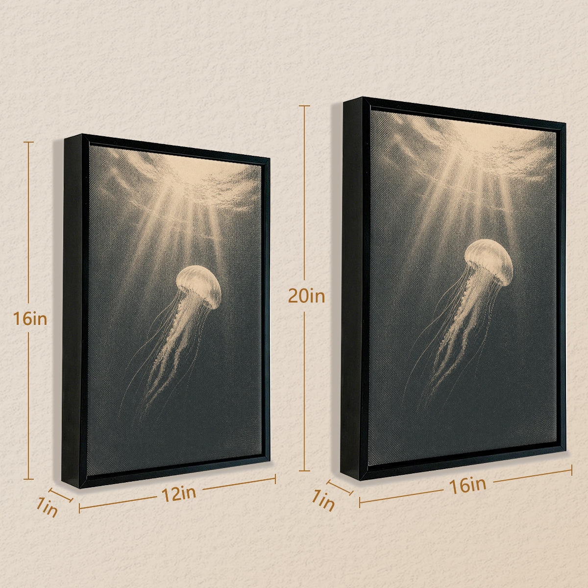 Framed Jellyfish Art Print, Vintage Style, High-Quality Canvas, Perfect Home Decor for Living Room or Bedroom