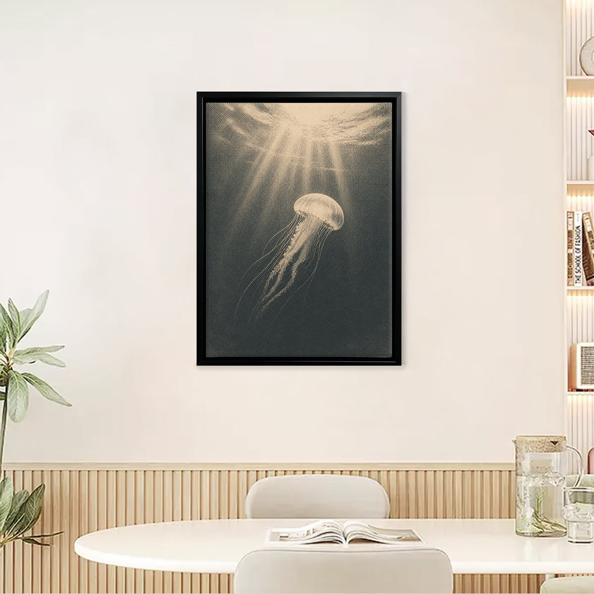 Framed Jellyfish Art Print, Vintage Style, High-Quality Canvas, Perfect Home Decor for Living Room or Bedroom