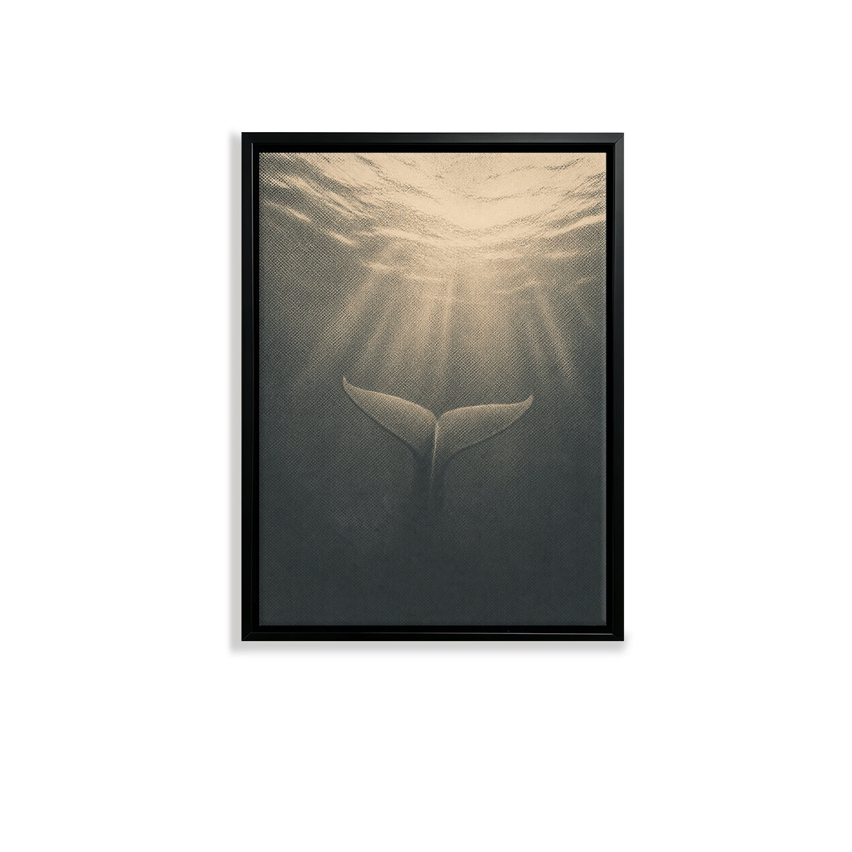 Framed Underwater Whale Tail Art Print, Vintage Style Canvas Painting for Home Decor, Perfect Gift for Ocean Lovers