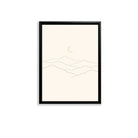 Minimalist Moon Landscape Art Print in Black Frame, Scandinavian Style, Perfect for Home Decor