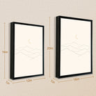 Minimalist Moon Landscape Art Print in Black Frame, Scandinavian Style, Perfect for Home Decor