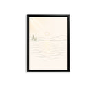 Minimalist Lake Sunrise Art Print in Black Frame - Elegant Home Decor for Any Room