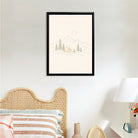 Minimalist Cabin in the Woods Framed Art Print, Scandinavian Style, High-Quality Matte Finish, Perfect for Home Decor